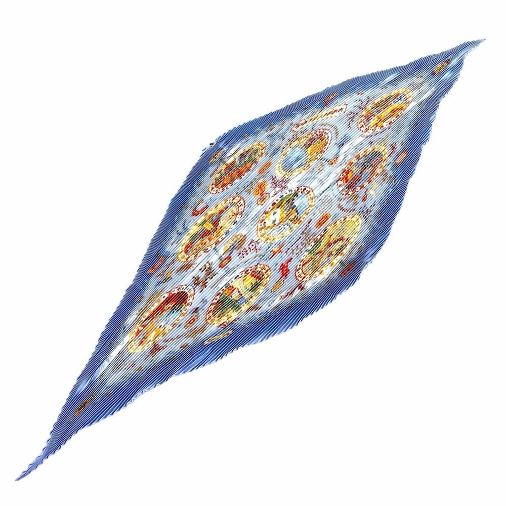 HERMES Blue Diamond Silk Scarf